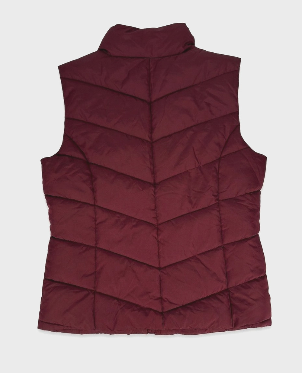 Aeropostale Quilt Puffer Vest Womens Medium Burgundy Maroon Full Zip Mock Neck